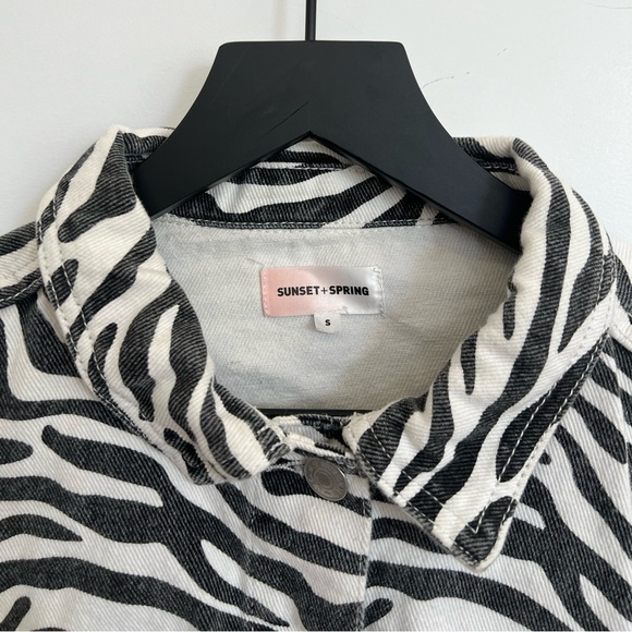 Sunset & Spring Zebra print cropped denim jacketet - Picture 3 of 6
